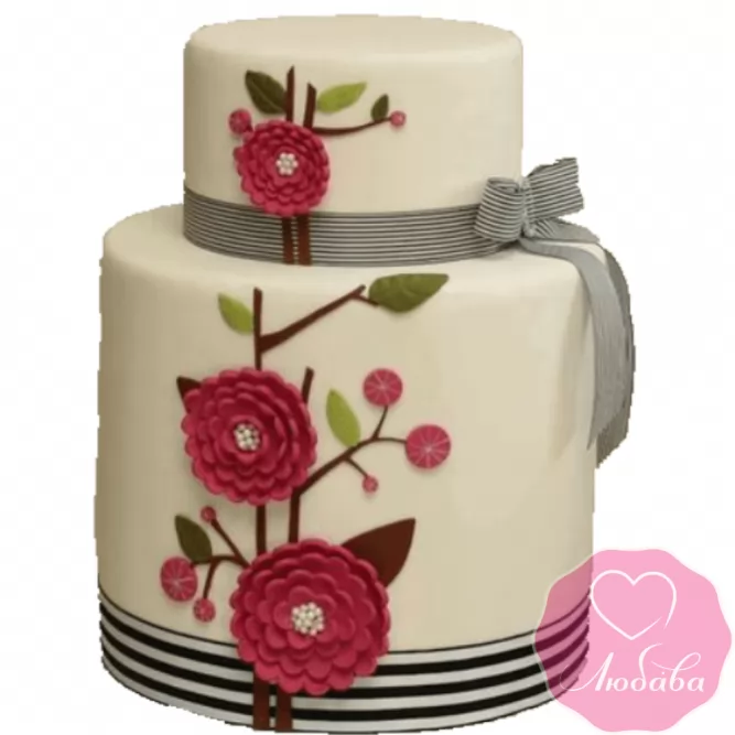 Торт на день рождения с цветами №2242