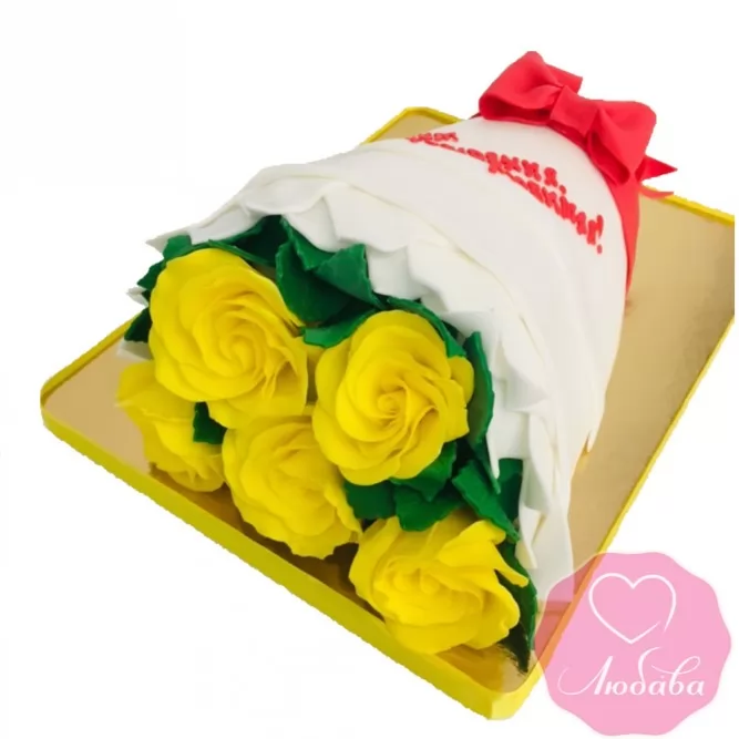 Торт на день рождения букет роз №2510