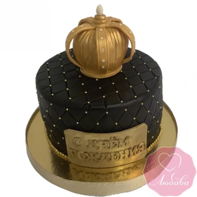 Торт на день рождения с короной №2584