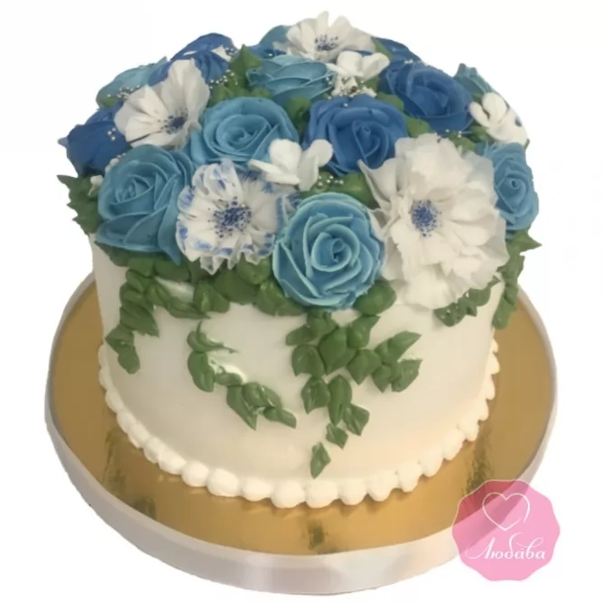 Торт на день рождения цветы №2763