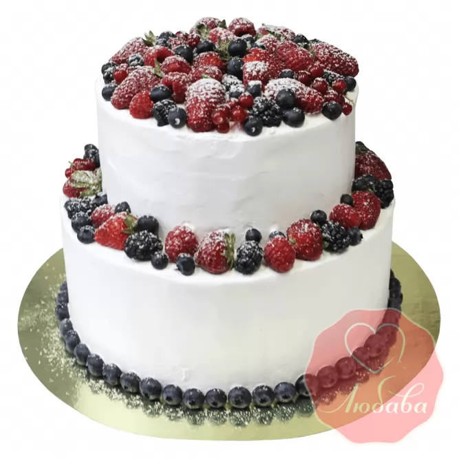 Торт с ягодами двухъярусный №1301