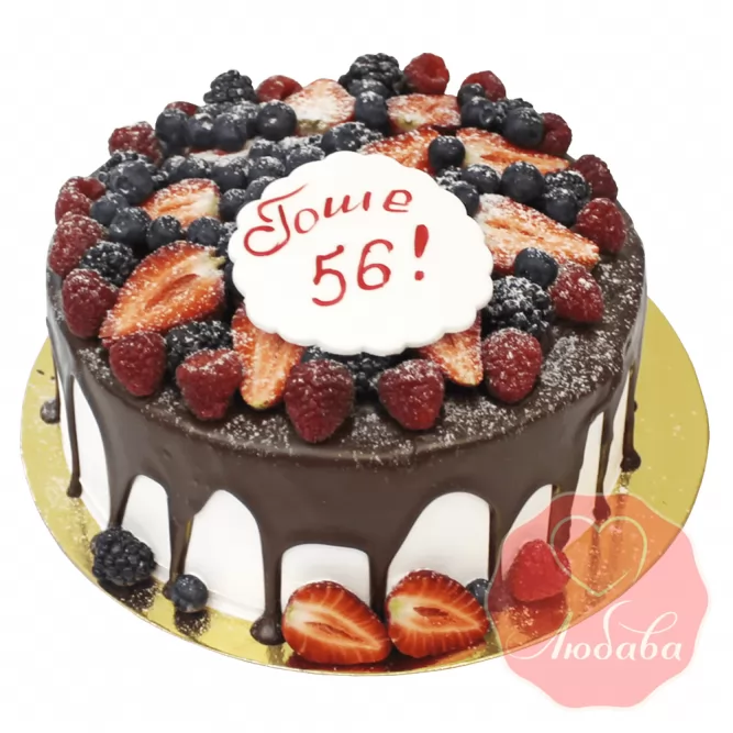 Торт с ягодами шоколадный на день рождения №1302
