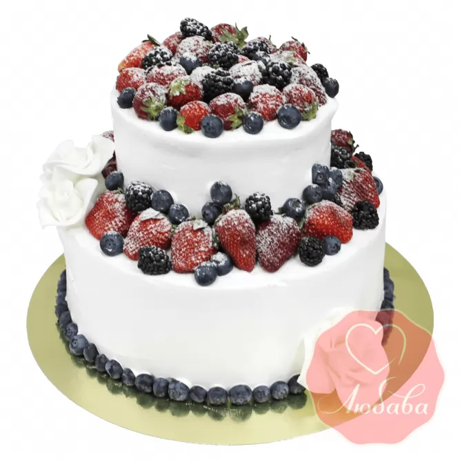 Торт с ягодами двухъярусный №1306