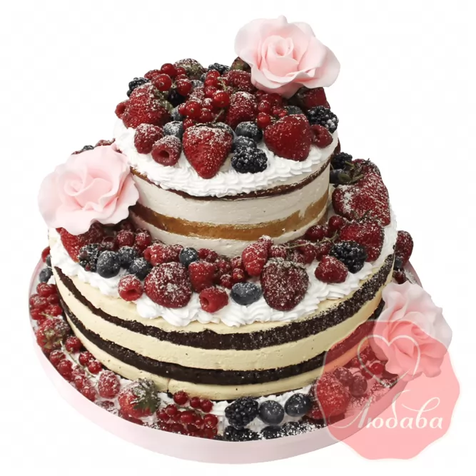 Свадебный Торт с ягодами двухъярусный №1314