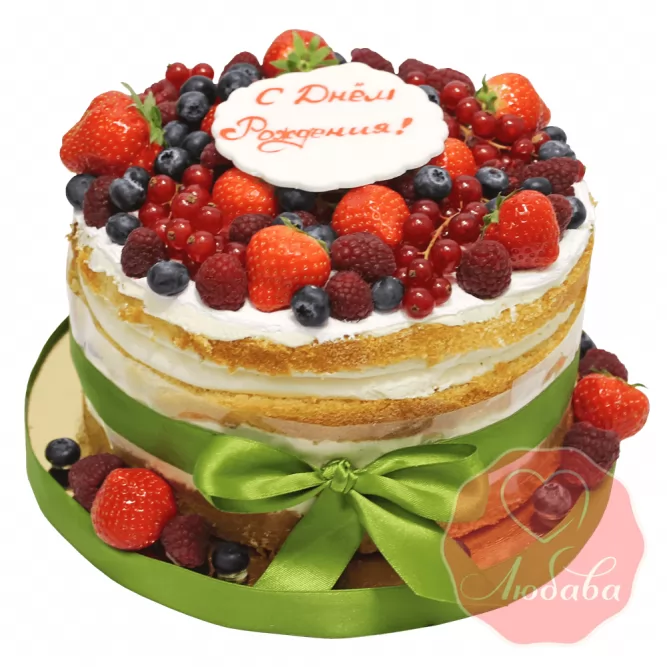 Торт с ягодами на день рождения №1321