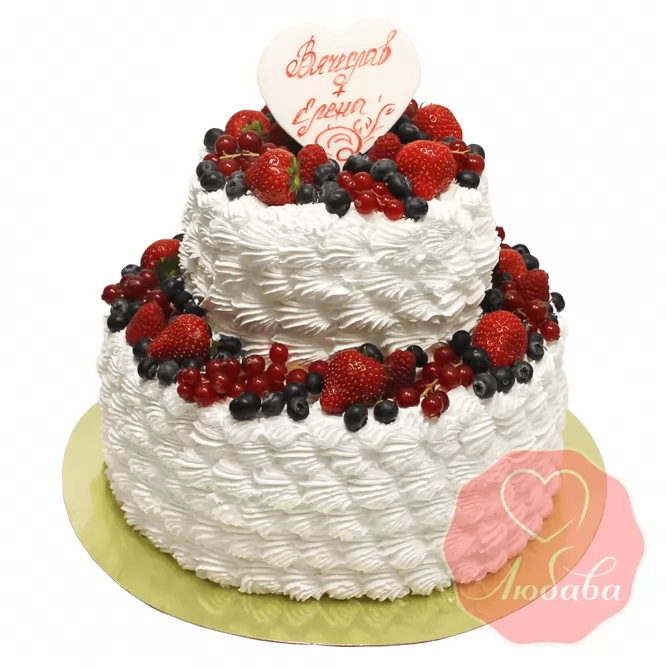 Свадебный Торт с ягодами двухъярусный №1332