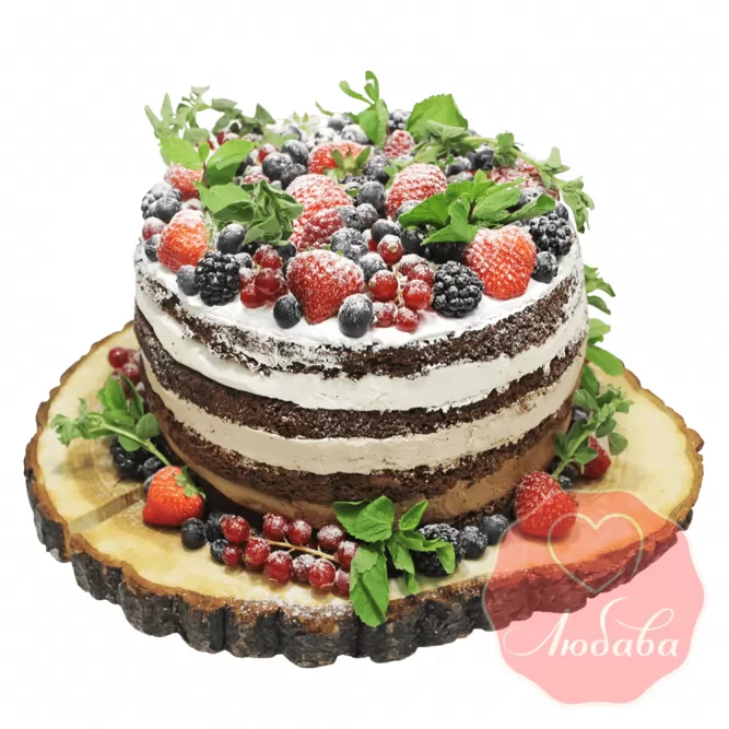 Торт с ягодами с мятой №1333