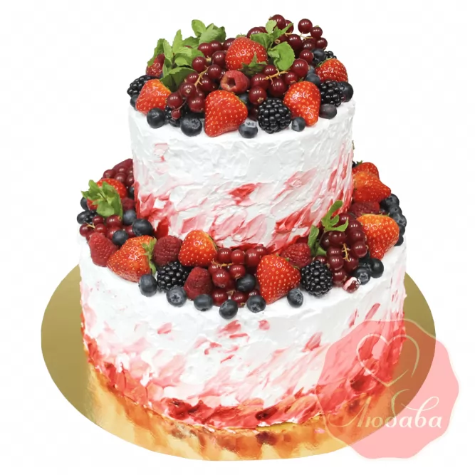 Торт с ягодами двухъярусный №1336