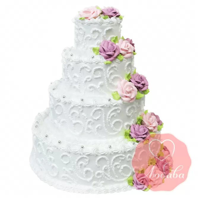 Свадебный Торт кремовые розы №1352