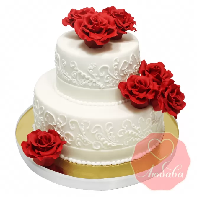 Свадебный Торт с розами №1371