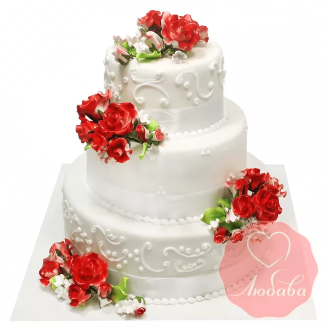 Свадебный Торт с цветами №1374