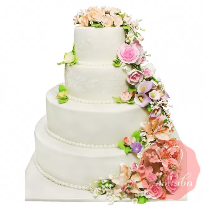 Свадебный Торт с цветами №1382