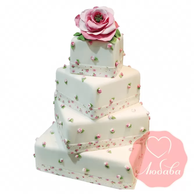 Свадебный Торт с розой №1514