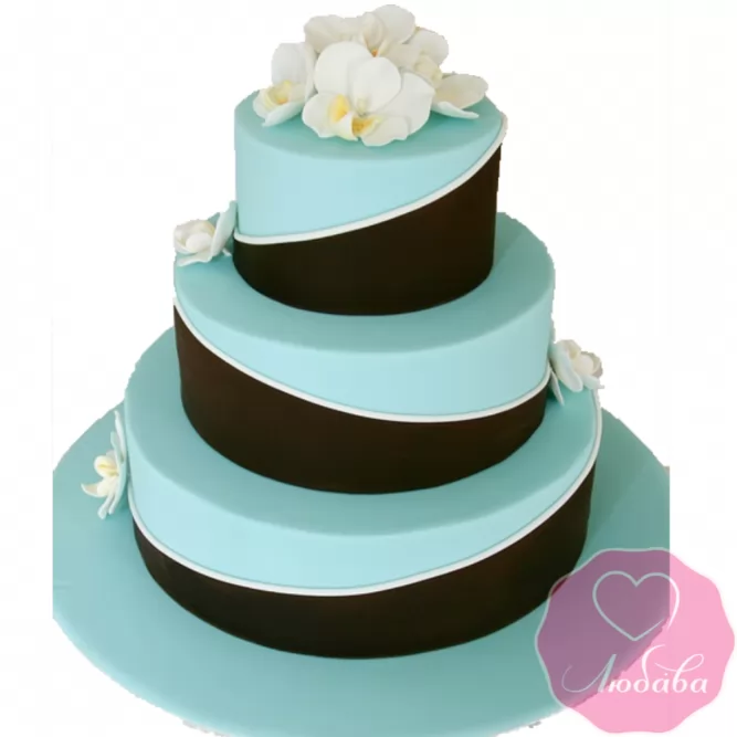 Торт свадебный голубой №1871