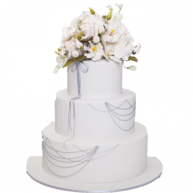 Торт свадебный с цветами №1872