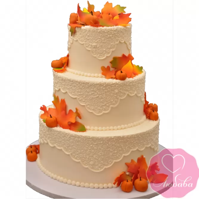 Торт свадебный коралловый с цветами №1874