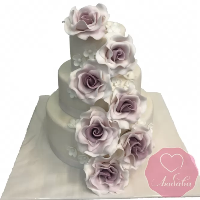 Торт свадебный с крупными розами №1920
