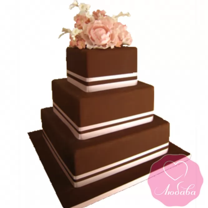 Торт свадебный коричневый с маками №1921