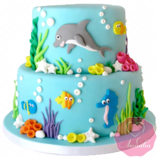 Торт морской мир с дельфином №2021