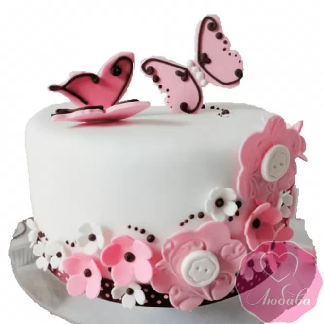 Торт с цветными бабочками №2024
