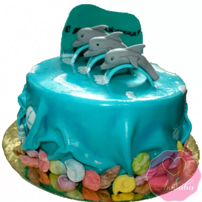 торт детский с дельфинами №2030