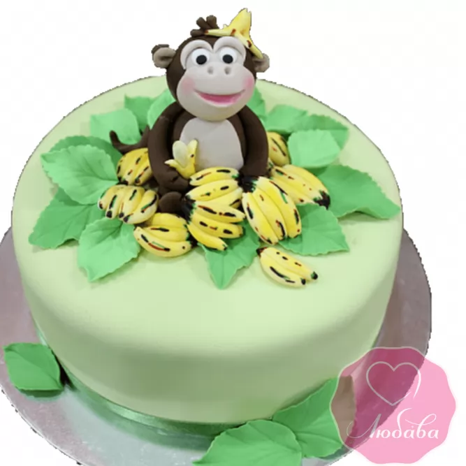 торт детский с обезьяной и бананами №2048