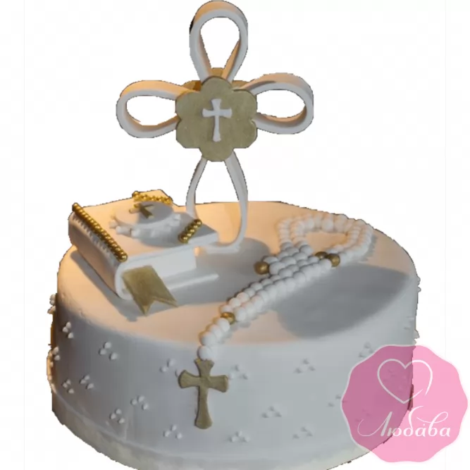 торт детский на крестины ребенка одноярусный №2075