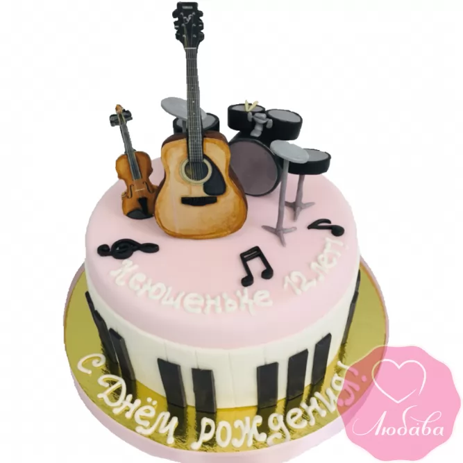 торт на день рождения музыкальные инструменты №2107