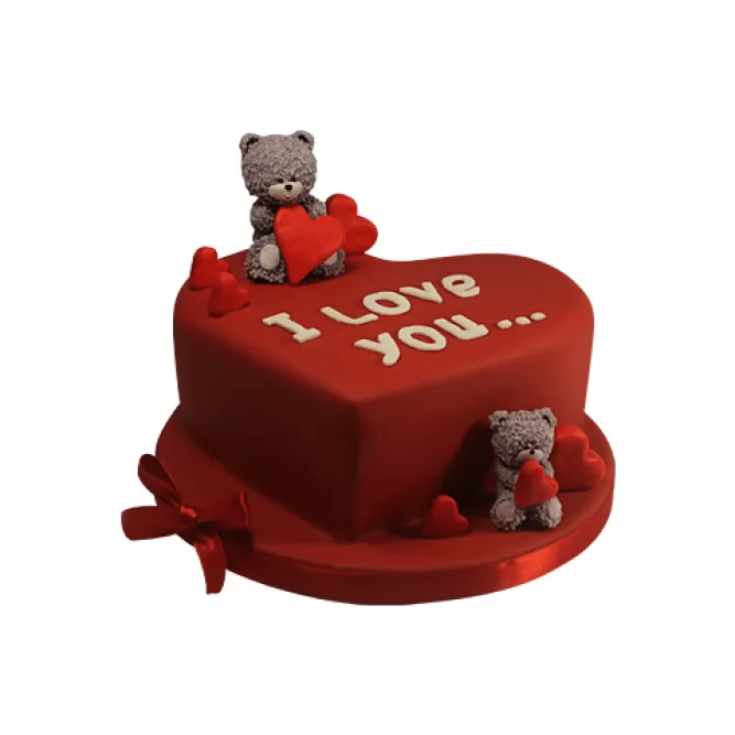 Торт Мишки с красными сердечками №513