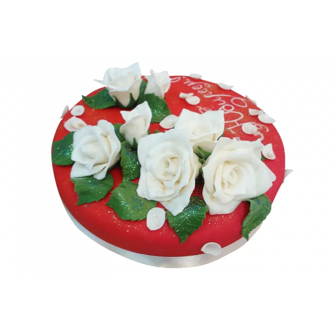 Торт С цветами белых роз №418