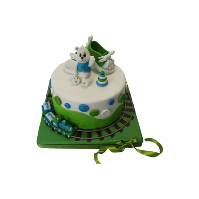 Торт с Зелёными пинетками и паровозиком №518