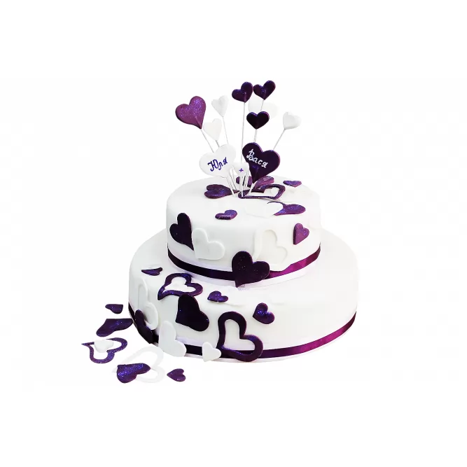 Торт праздничный фиолетовые сердца №214