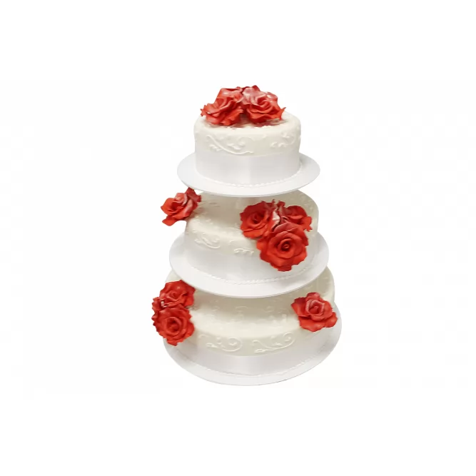 Торт свадебный с красными розами №403