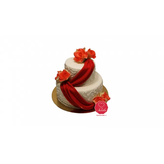 Торт Розы с красной лентой №1050