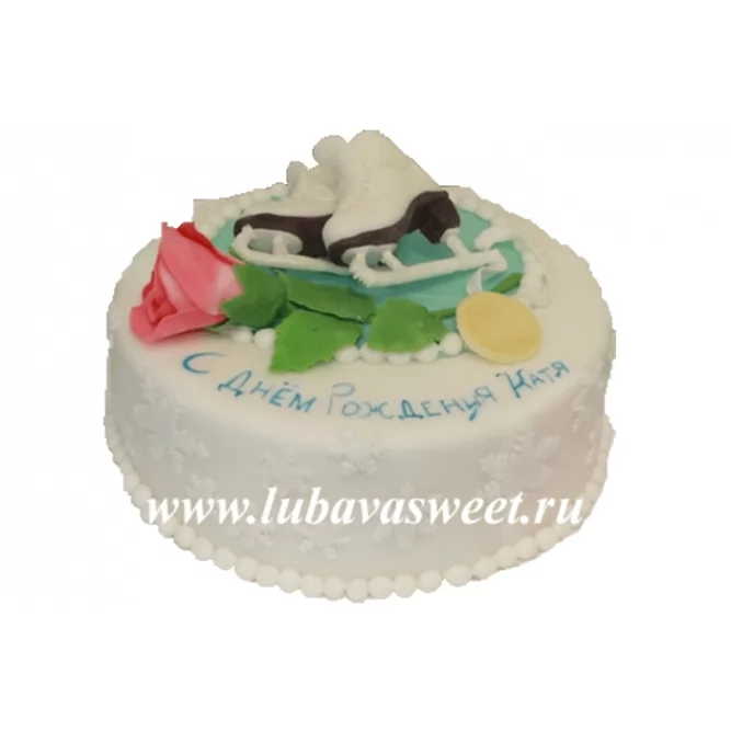 Торт праздничный коньки с цветами №233
