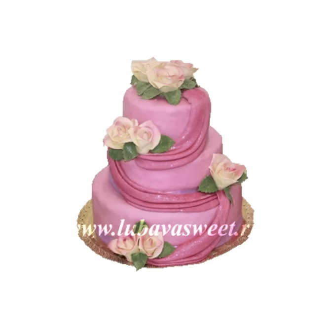 Торт свадебный нежные розы №225