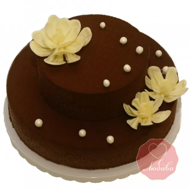Торт Бархатный Шоколадный с цветами №1133