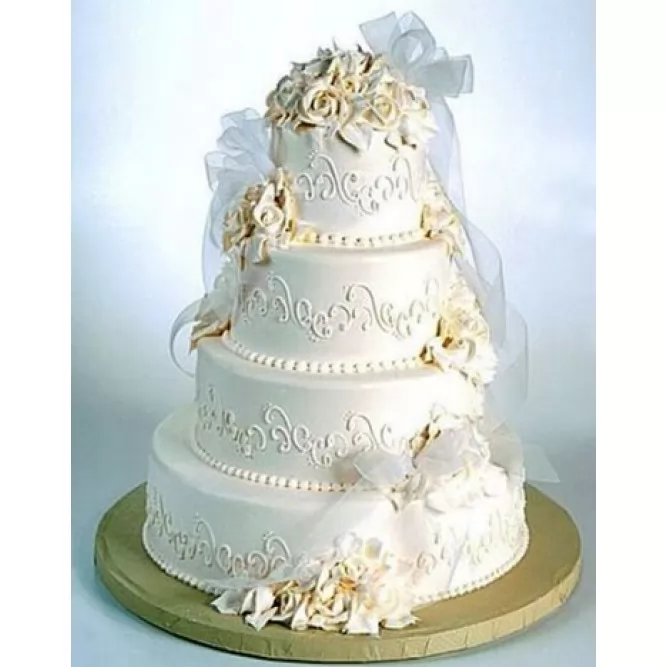 Торт свадебный Белый с бантом №677
