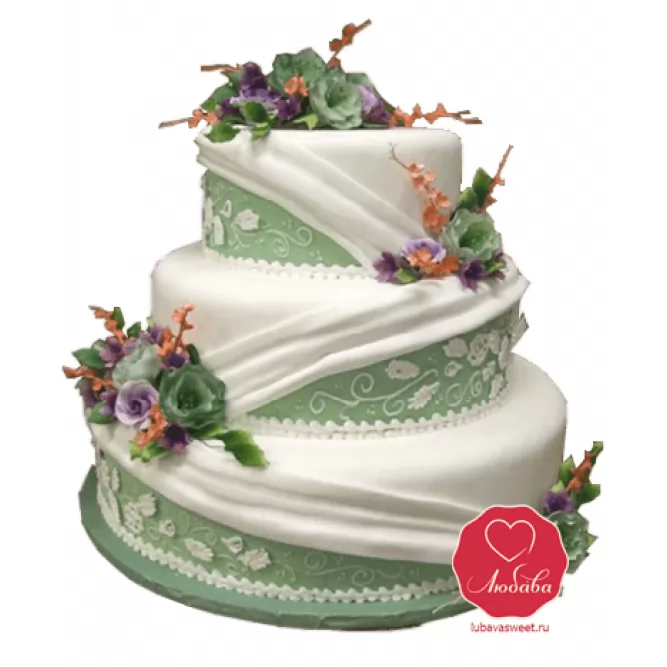 Торт свадебный зеленый №718