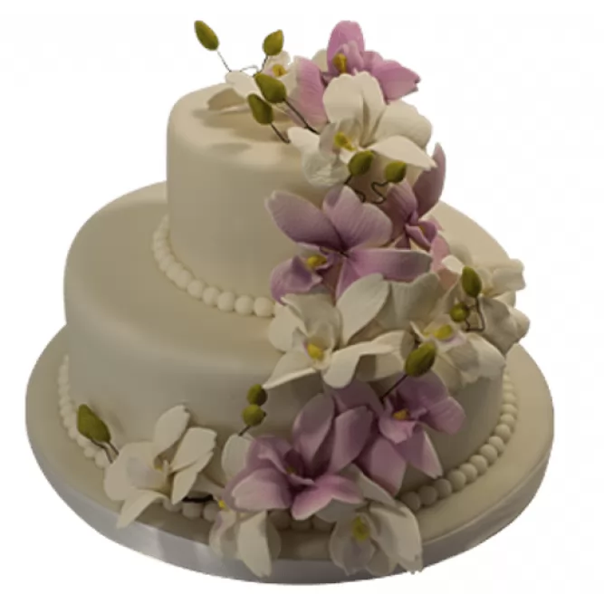 Торт свадебный с каскадом лилий №485