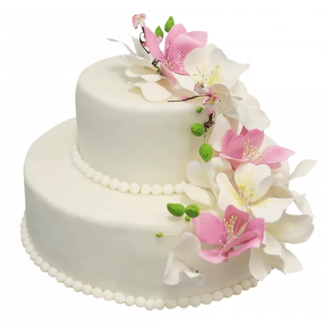 Торт свадебный с лилиями №135