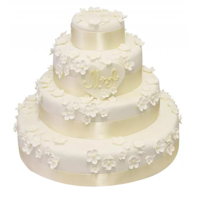 Торт свадебный с белыми цветами №170