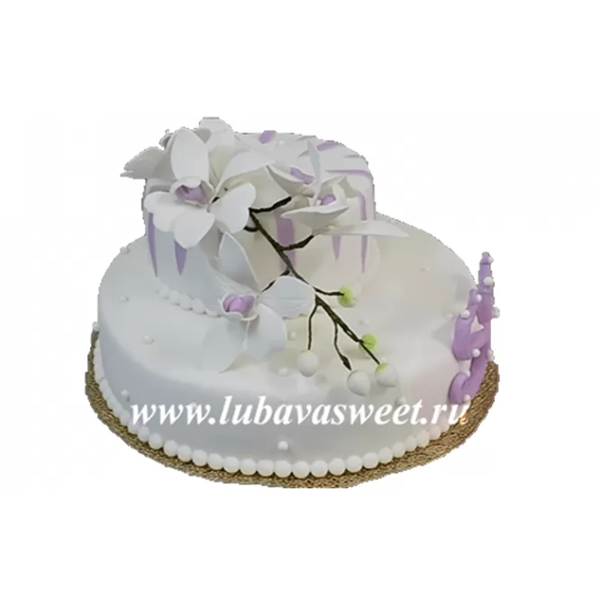 Торт с белыми цветами №157