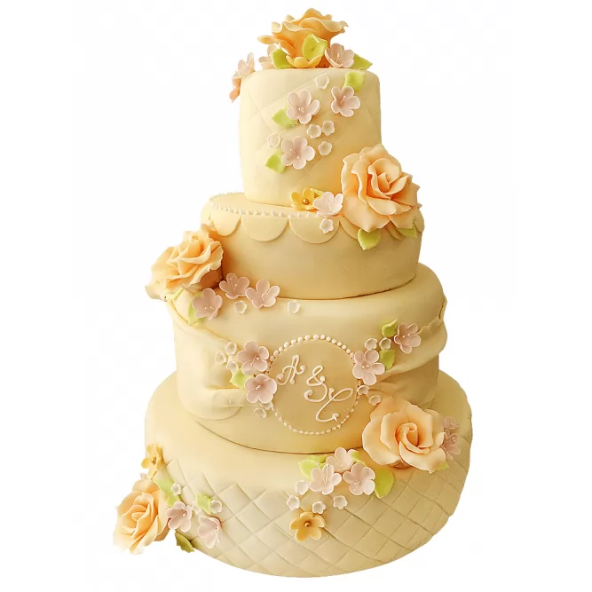 Торт свадебный желтые розы №223