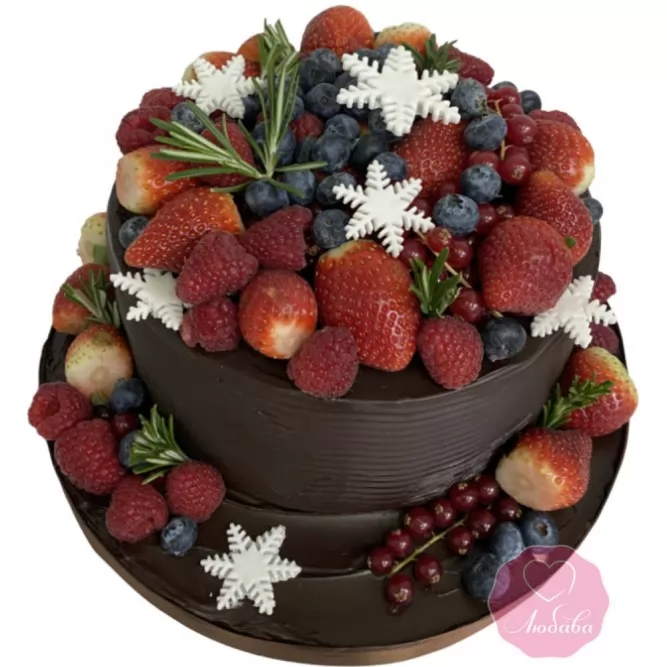 Новогодний торт с ягодами №3176