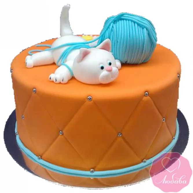 Торт детский кот с клубком №2648