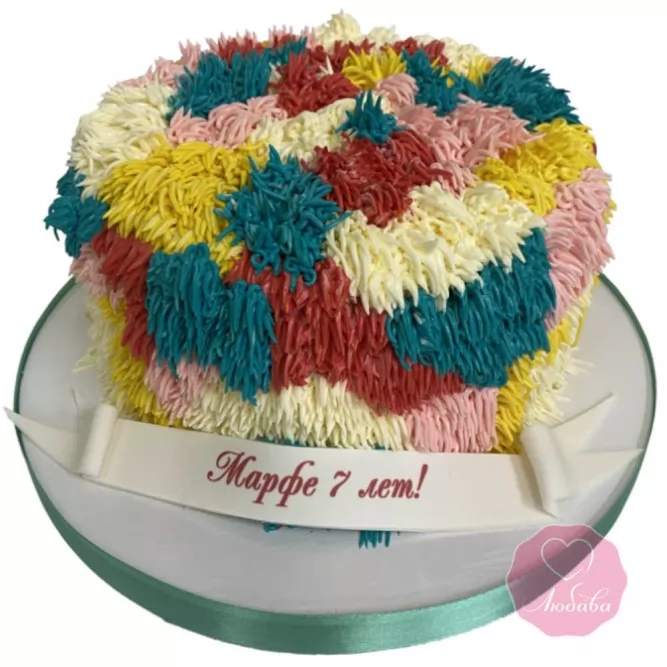 Разноцветный торт на 1 годик с зайчиком