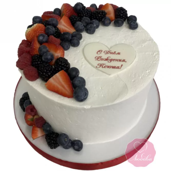 Торт на день рождения с ягодами №3355