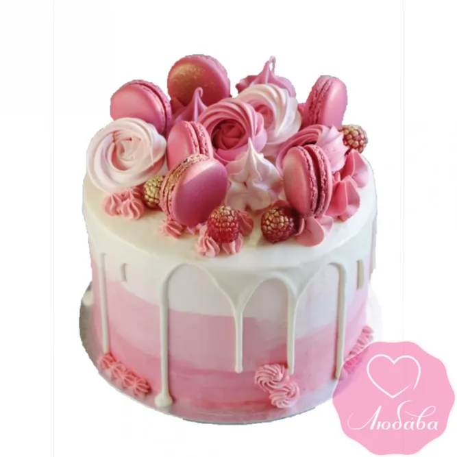 Торт без мастики розовый №2512