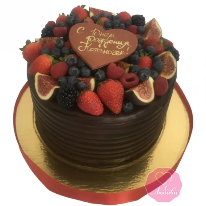 Торт шоколадный с фруктами №2910